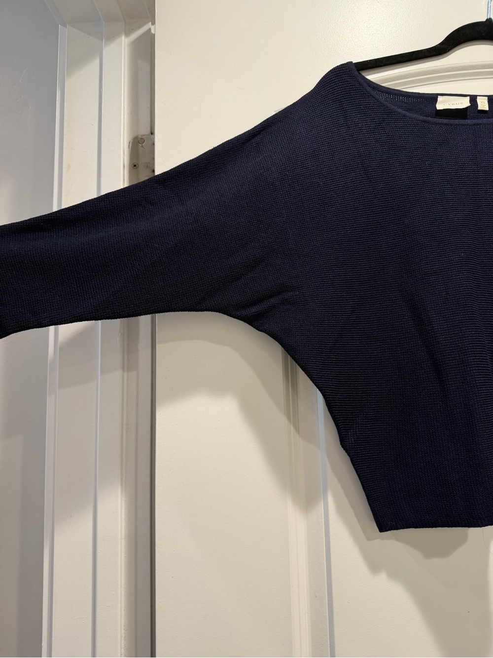 Cyrus Dark Navy Ribbed Crewneck Top - Picture 4 of 6
